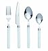 Bon Funnel 16-Piece Stainless Steel Flatware Silverware Cutlery Set - White, Include Knife/Fork/Spoon, Dishwasher Safe, Service for 4
