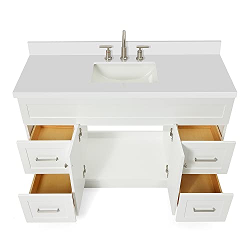 ARIEL Single Sink Bathroom Vanity in White with Pure White