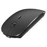 Rechargeable Wireless Mouse, Pasonomi 2.4G Slim Mute Silent Click Noiseless Optical Mouse with USB Receiver (Stored at Bottom of The Mouse) Compatible with Notebook, PC, Laptop, Computer, MacBook