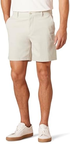 IZOD Mens Khaki Anchor Print Shorts 34W Cedarwood beige at Amazon