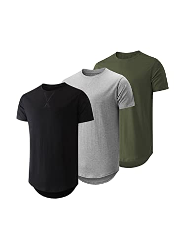 JMIERR Mens T Shirts Cotton Short Sleeve T-Shirts Classic Crewneck Hipster Hip Hop Longline Shirt 1 or 3 Pack