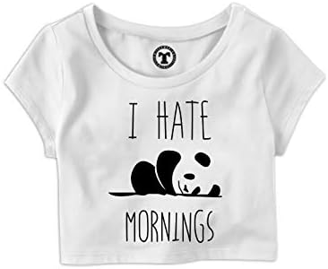 Tees World Casual Half Sleeve Hate Morning Panda Printed Women's Top