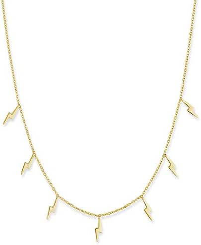 JAVENY 925 Sterling Silver Tiny Delicate Multiple Dangling Lightning Bolt Layer Necklaces for Women