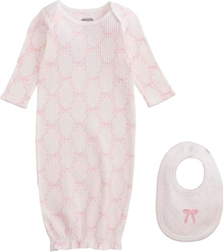 Mud Pie Kids Bow Print Gown And Bib Set