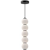 Alora Mood PD531515MBOP Bijou Pendant, LED, Matte Black/Opal Matte Glass