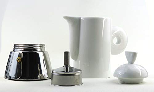 Moka Consorten Italienischer Espressokocher »Darling« aus Edelstahl, weißem Porzellan & Alu-Trichter (105 ml) / Made in… – Bild 6