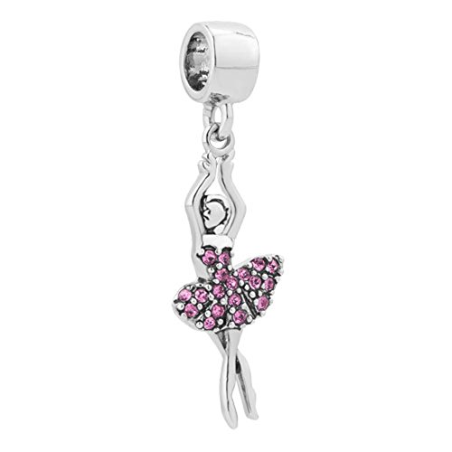 ThirdTimeCharm Ballet Dancer Charm Love To Dance Beads For Bracelets (Crystal)