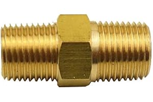 HongBoW Hardware 2 pcs BSPT NPT Adapter Brass Hex Nipple Connector Male Pipe Fitting1/8" BSPT x 1/8" NPT