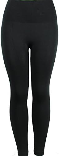 High Quality Seamless Fleece Lined Leggings, Solid Colors (Black),one size