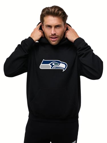OOSC Mens Seattle Seahawks Hoodie Sweatshirt, Black, XXL EU