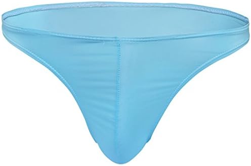 FFESHOW Men's Smooth Bikini Pouch Underwear G String Thongs (Sky Blue)