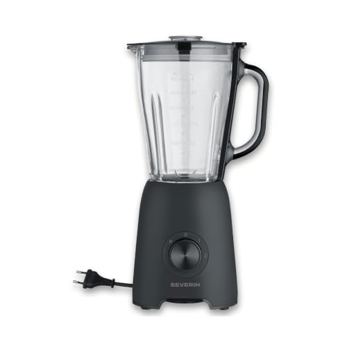 Severin Standmixer, Smoothie Maker, Blender elektrisch, 1,5L, 2 Stufen, Impulsfunktion, spuelmaschinengeeignete Teile, leistungsstarker Kuechenmixer mit Edelstahlmesser, 600W, schwarz, SM 3722