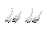 2 Pack Samsung Micro-USB 3.0 Data Cable for Galaxy S5 and Note 3 N9000 - Non-Retail Packaging - White