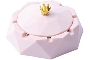 JOWXSX Pink Crown Stainless Steel Ashtray with Lids, Cigarettes Ashtray for Indoor or Outdoor Use, Windproof, Ash Holder for Smokers, Desktop Smoking-Ash Tray for Home, Office Decoration,