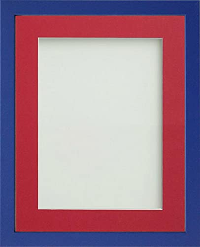 Frame Company Jellybean Range Royal Blue Wooden 14x11 inch Picture Photo Frame with Red Mount for Image 12x8 inch * Choice of Colours & Sizes* Fitted with Perspex