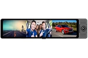 4K Mirror Dash Cam, 1080P 180 Degree Wide Angle 3 Channel Rear View Mirror Camera with 3 Display Modes, Track, Dash Cam for D