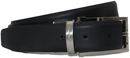Ermengildo Zegna Men's Black Leather Adjustable Belt Square Buckle Bduklm (120)
