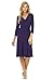 Rekucci Women's Slimming 3/4 Sleeve Fit-and-Flare Crossover Tummy Control Dress (16,Aubergine)