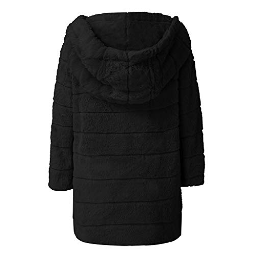 Womens Faux Fur Hooded Coats 2019 Winter Warm Thick Parka Long Overcoats Shaggy Shearling Jacket - Limsea Black