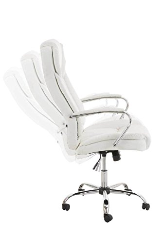 CLP-Sedia-Ufficio-XANTHOS-XXL-in-Similpelle-Poltrona-Ergonomica-Carico-Max-210-kg-I-Sedia-Studio-Imbottita-e-Regolabile-I-Poltrona-Pc-Rinforzata-ed-Oscillante-Ruote-Antiattrito-Bianco
