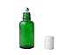 3PCS Empty Green Glass Roll-on Bottles with Stainless Steel Roller Balls and White Cap for Essential Oil Perfumes Lip Balms Attar Container (30ml/ 1oz)