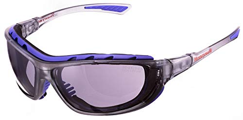 Honeywell 1028643 SP1000 Safety Glasses with Black Painted Frame, Grey Dura-Streme Dual Technology Anti-Fog and Anti-Scratch Lens, Padded Temple Tips, Adjustable Flame-Resistant Headband (1 Piece)