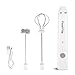 FoodVille MF05 Rechargeable Milk Frother USB Charging Handheld Foam Maker with Stainless Balloon Whisk for Cappuccino, Latte, Bulletproof Coffee, Keto Diet, Protein Powder, Matcha (White)