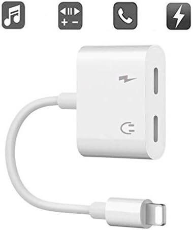 Headphone Adapter for iPhone 8 Adapter AUX Audio Jack Car Charger Adapter Charge [Audio+Charge+Call+Volume Control ] Dual Earphone Cable Converter Compatible for iPhone X/7 Plus /8/8P Support iOS 12