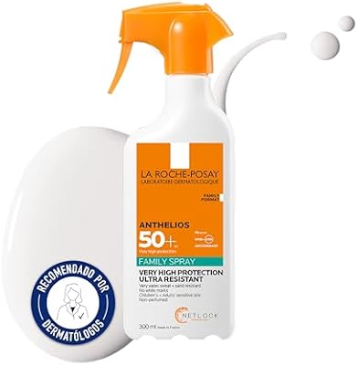 La Roche Posay Spray invisível para a família, protetor solar com SPF50+, previne o stress oxidativo, resistente à água, suor e areia, fórmula de água termal, Anthelios, 300 ml