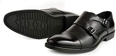 Mens Fashion Dress Slip On Loafers Shoes Double Monk Straps Cap Toe Black