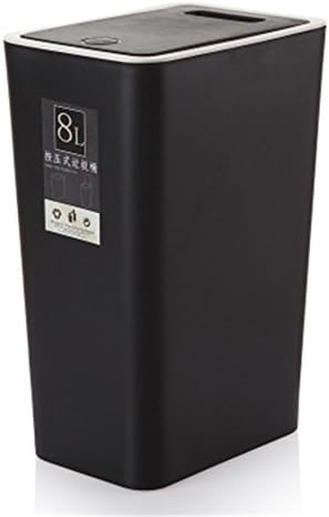 Vommpe Trash Bin Rubbish Bin Plastic Dustbin Kids Room, Bathroom, Livingroom, Bedroom, Home, Dorm, Office, Kitchen Garbage Container Can-Black