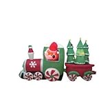 8 Foot Long Inflatable Santa Claus Driving Train on Candy Wheels Pulling Christmas Trees