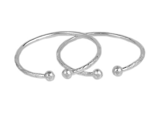 Better JewelrySolid Ball .925 Sterling Silver West Indian Bangles (Pair) (MADE IN USA)