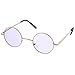 zeroUV Small Retro Lennon Inspired Style Colored Lens Round Metal Sunglasses 41mm (Silver/Purple)