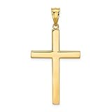 14K Yellow Gold High Polish Finish Plain Cross Pendant