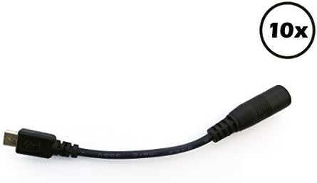 10-PACK DC 5.5x2.1mm to micro-USB cable 5" (12cm)
