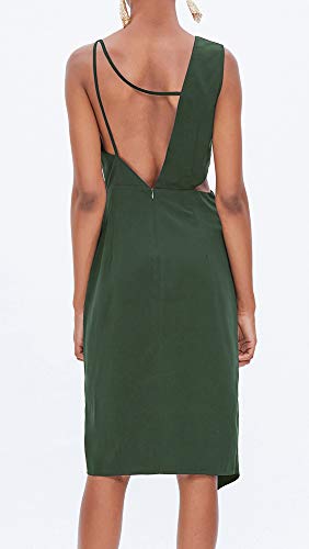 TOP-MAX Women's Dresses - Summer Elegant Spaghetti Straps V Neck Sleeveless Cocktail Club Party Casual Midi Dress Green
