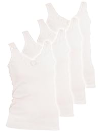 Yenita Camisola de algodón para dama con encaje, 4 unidades