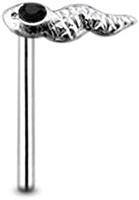 Black Gem Head Viper Sterling Silver Straight Nose pin Body jewelry