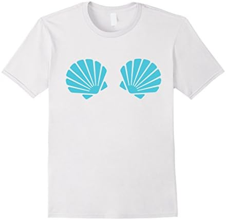 Men's Seashell Bra Shirt - Mermaid Shirt Small White