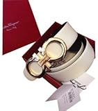 Salvatore Ferragamo Black/White Reversible Big Gold Buckle Belt