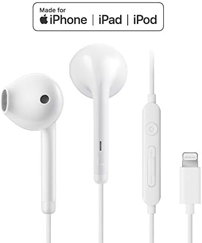 Lightning Headphones Earphones Earbuds with Microphone and Remote Control, MFi-Certified, Compatible with iPhone X/XS/Xs Max/XR iPhone 8/P iPhone 7/P, in-Ear, ROVIIS R1