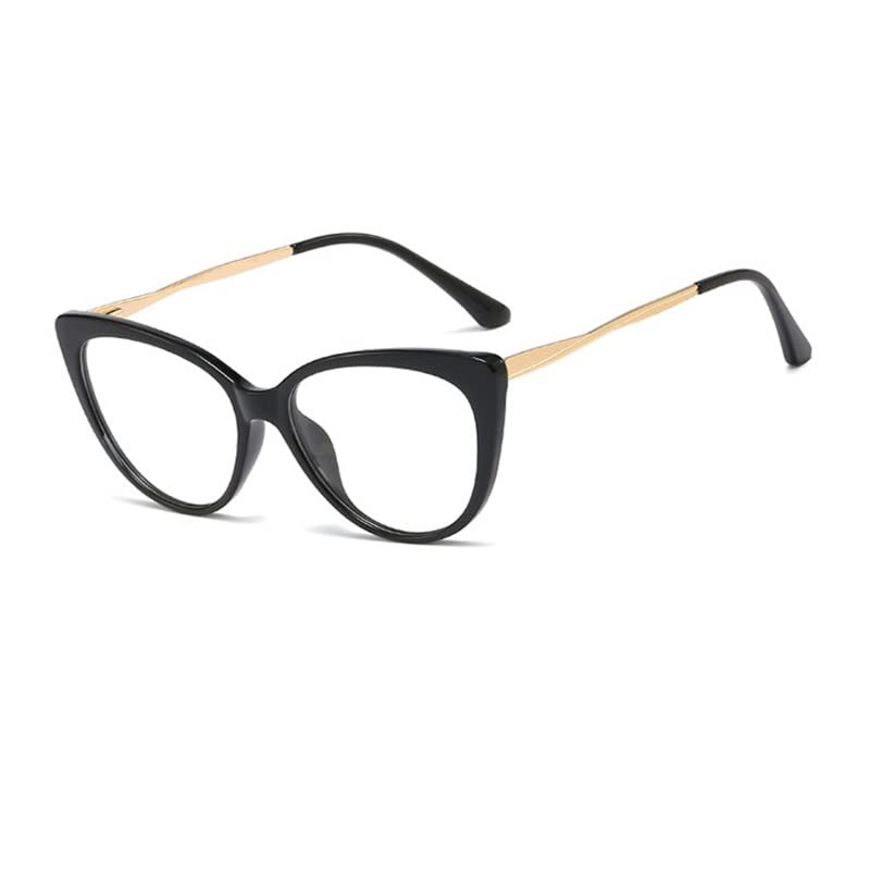 TECH-LINE-DIRECT FASHION ACCESSORIES Frame Super Popular Cat Eye Computer Glasses Anti Blue Light Optical Frames For Women (Black Frame + Clear Lens)