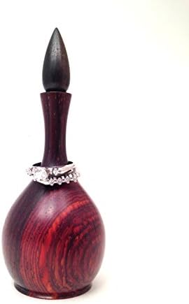 "Oil Lamp" Ring Stand - Hand-Polished Wood Ring Stand - Cocobolo Wood with Ebony "Flame"