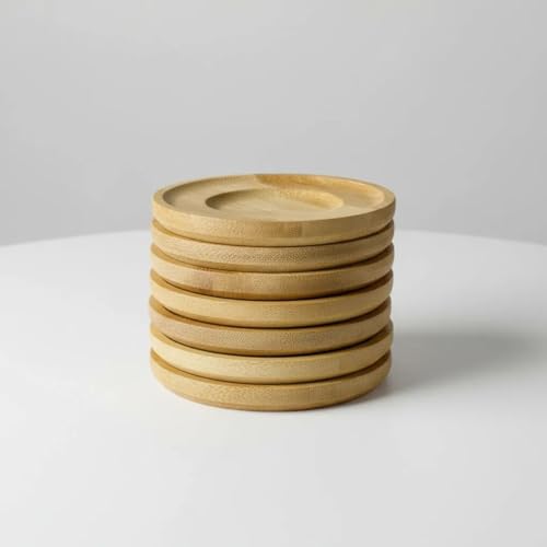 Kit 6 Porta Copos de Bambu 10cm Redondo – Descanso para Copos, Xícaras e Taças – Antimanchas e Sustentável