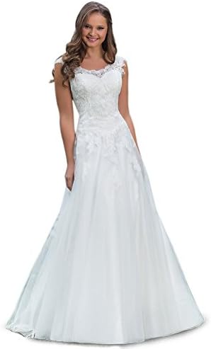 Romanlisa Women's Caps Scoop Lace Appliques Backless Spring June Bride Wedding Dress Lvory 26w
