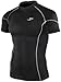 New 014 Skin Tight Compression Base Layer Black T Shirt Short Sleeve Mens (L)