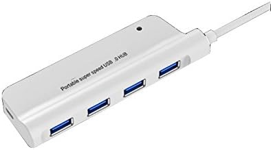 Rocsai Slim 4-Port USB 3.0 Data HUB External Hub With External Power interface for iPhone iPAD/Samsung/MacBook/Ultrabooks/Microsoft Surface/Laptops (White)