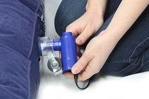 Airbed pump, very small, very fast, very light Mini Inflator air bed pump that can really inflate an airbed in about 1 minute