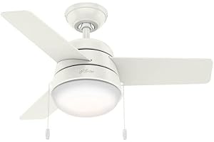 Hunter Fan Company 59301 Aker Indoor with LED Light, Pull Chain Control, 36 Inch, White